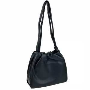 М'яка шкіряна сумка жіноча чорна UnaBorsetta NW11-6737A