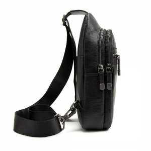 Кожаный мужской черный слинг через плечо флотар Tavinchi TV-SM8-830A-FL