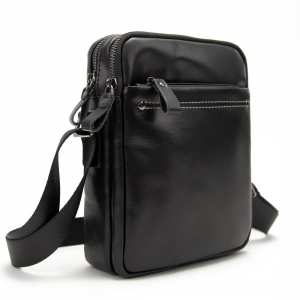 Месенджер кожаный чорний Tiding Bag 8713A