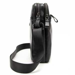 Месенджер кожаный чорний Tiding Bag 8713A