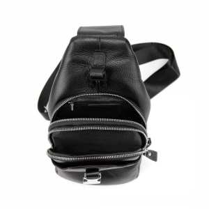 Кожаный черный слинг через плечо Tiding Bag A25F-6809-11A Кожаный черный слинг через плечо Tiding Bag A25F-6809-11A
