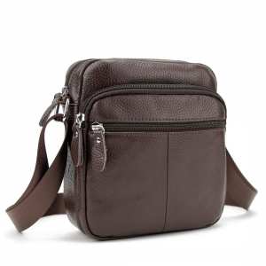 Кожаный компактный мужской мессенджер коричневый Tiding Bag M56-0080C
