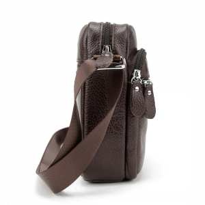 Шкіряний компактний чоловічий месенджер коричневий Tiding Bag M56-0080C Шкіряний компактний чоловічий месенджер коричневий Tiding Bag M56-0080C