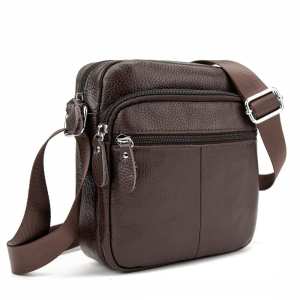 Шкіряний компактний чоловічий месенджер коричневий Tiding Bag M56-0080C Шкіряний компактний чоловічий месенджер коричневий Tiding Bag M56-0080C