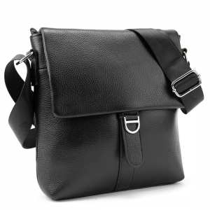 Мессенджер черный кожаный TIDING BAG A25-8805A
