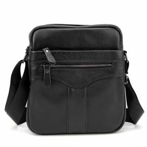 Кожаный небольшой мужской мессенджер черный Tiding Bag M56-0187A