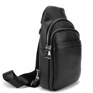 Кожаный черный мужской слинг Tiding Bag A25F-250100A