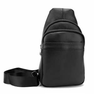 Шкіряний чорний чоловічий слінгTiding Bag A25F-250100A