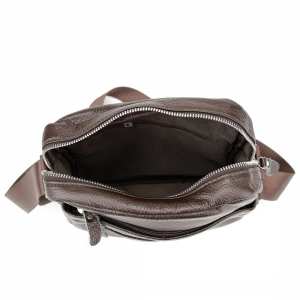 Шкіряний маленький чоловічий месенджер коричневий Tiding Bag M56-0187C