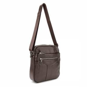 Шкіряний маленький чоловічий месенджер коричневий Tiding Bag M56-0187C