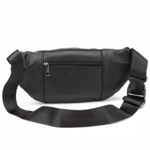 Вместительная кожаная сумка на пояс черная Tiding Bag M56-2030A