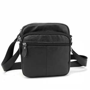 Кожаный компактный мужской мессенджер черный Tiding Bag M56-0080A Кожаный компактный мужской мессенджер черный Tiding Bag M56-0080A