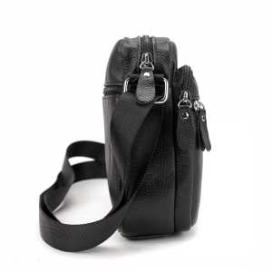 Кожаный компактный мужской мессенджер черный Tiding Bag M56-0080A Кожаный компактный мужской мессенджер черный Tiding Bag M56-0080A