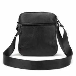 Кожаный компактный мужской мессенджер черный Tiding Bag M56-0080A Кожаный компактный мужской мессенджер черный Tiding Bag M56-0080A
