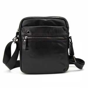 Мессенджер классический в гладкой коже черный Tiding Bag 8717A