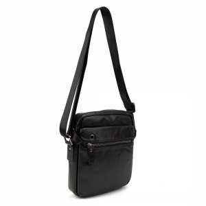 Месенджер класичний в гладкій шкірі чорний Tiding Bag 8717A