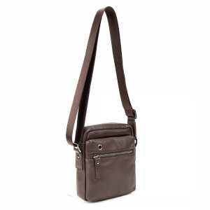 Месенджер в гладкій шкірі коричневий Tiding Bag 8718C