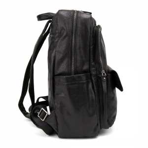 Мужской кожаный рюкзак черный Tiding Bag 2086A