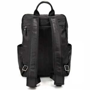 Мужской кожаный рюкзак черный Tiding Bag 2086A