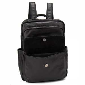 Мужской кожаный рюкзак черный Tiding Bag 2086A