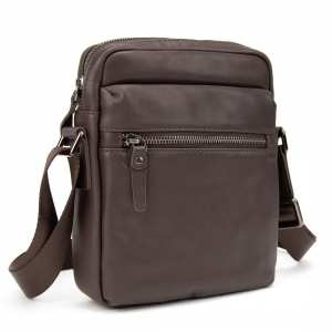 Мессенджер классический в гладкой коже коричневый Tiding Bag 8717C
