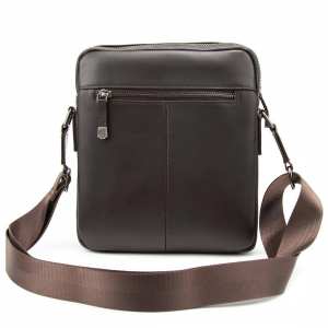 Мужская кожаная сумка через плечо коричневая Tiding Bag SM8-9686-4C