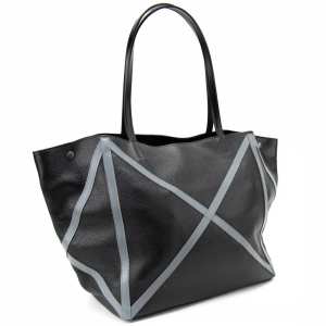 Шкіряний жіночий шоппер з акцентними сірими швами Tavinchi CH-4835AG-FL