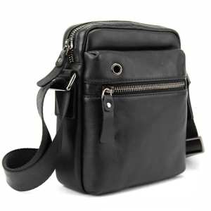 Месенджер в гладкой коже черный Tiding Bag 8718A