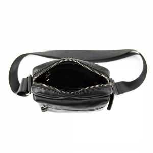 Месенджер в гладкой коже черный Tiding Bag 8718A