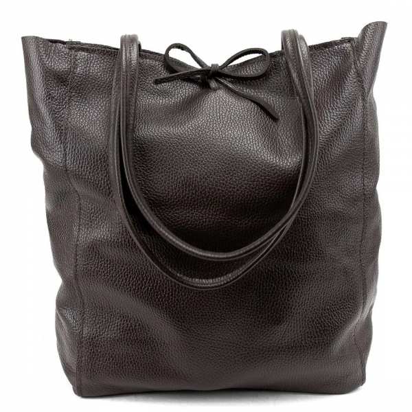 Женская кожаная сумка шоппер шоколадного цвета Firenze Italy F-IT-7622DBM