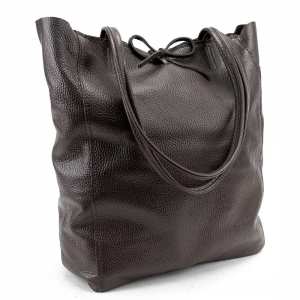 Женская кожаная сумка шоппер шоколадного цвета Firenze Italy F-IT-7622DBM