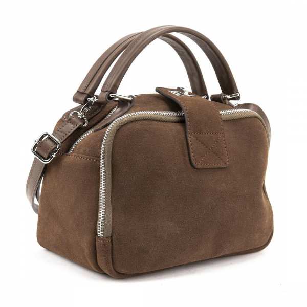 Мягкая замшевая сумка на два отдела с ручкой Firenze Italy F-IT-1045DB-Y