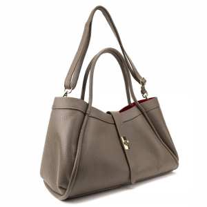 Кожаная большая сумка цвета тауп Firenze Italy F-IT-7641T