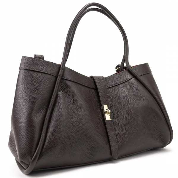 Кожаная большая сумка шоколадного цвета Firenze Italy F-IT-7641DB