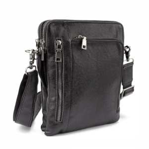 Месенджер класичний черний в гладкой кожеі Tiding Bag 8009A