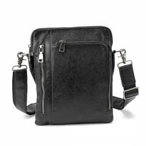 Месенджер класичний черний в гладкой кожеі Tiding Bag 8009A
