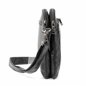 Месенджер класичний черний в гладкой кожеі Tiding Bag 8009A