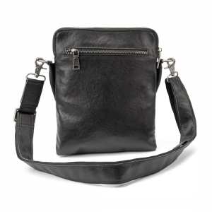 Месенджер класичний черний в гладкой кожеі Tiding Bag 8009A