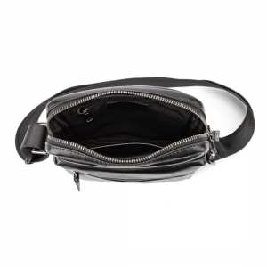 Месенджер класичний в гладкій шкірі чорний Tiding Bag 8717A-1