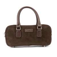 Замшева сумка подовженої форми шоколадного кольору Tavinchi CH-0245DB