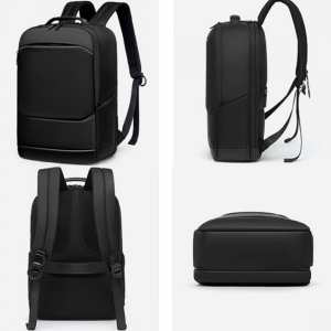 Вместительній тканевый черный рюкзак на два отдела Confident AT09-T-34820A