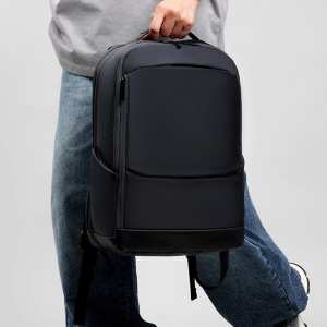 Вместительній тканевый черный рюкзак на два отдела Confident AT09-T-34820A