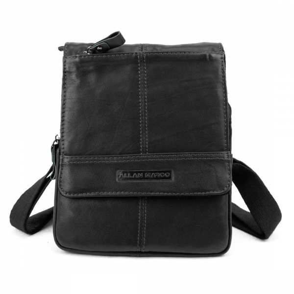 Шкіряна чоловіча барсетка з ручкою чорна Ruff Ryder RR-10097A