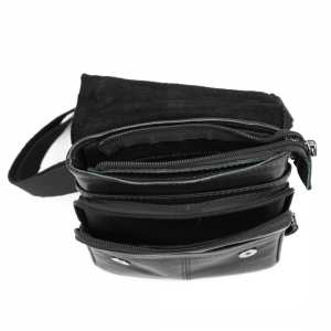 Шкіряна чоловіча барсетка з ручкою чорна Ruff Ryder RR-10097A