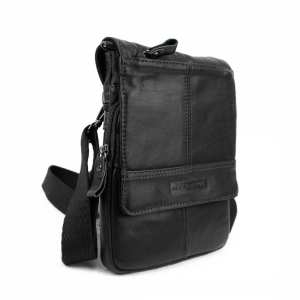 Шкіряна чоловіча барсетка з ручкою чорна Ruff Ryder RR-10097A