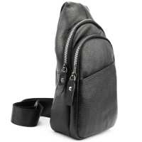 Кожаная сумка слинг черная Tiding Bag M56-2552A