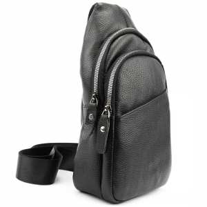 Кожаная сумка слинг черная Tiding Bag M56-2552A