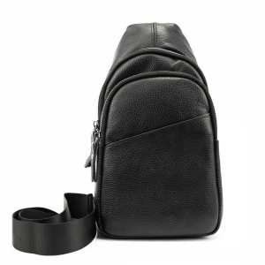 Кожаная сумка слинг черная Tiding Bag M56-2552A