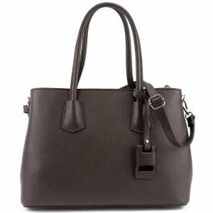 Классическая женская кожаная сумка шоколадного цвета Firenze Italy F-IT-7601DB