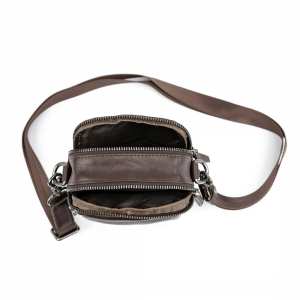 Мессенджер маленький кожаный черный TIDING BAG 333-1C